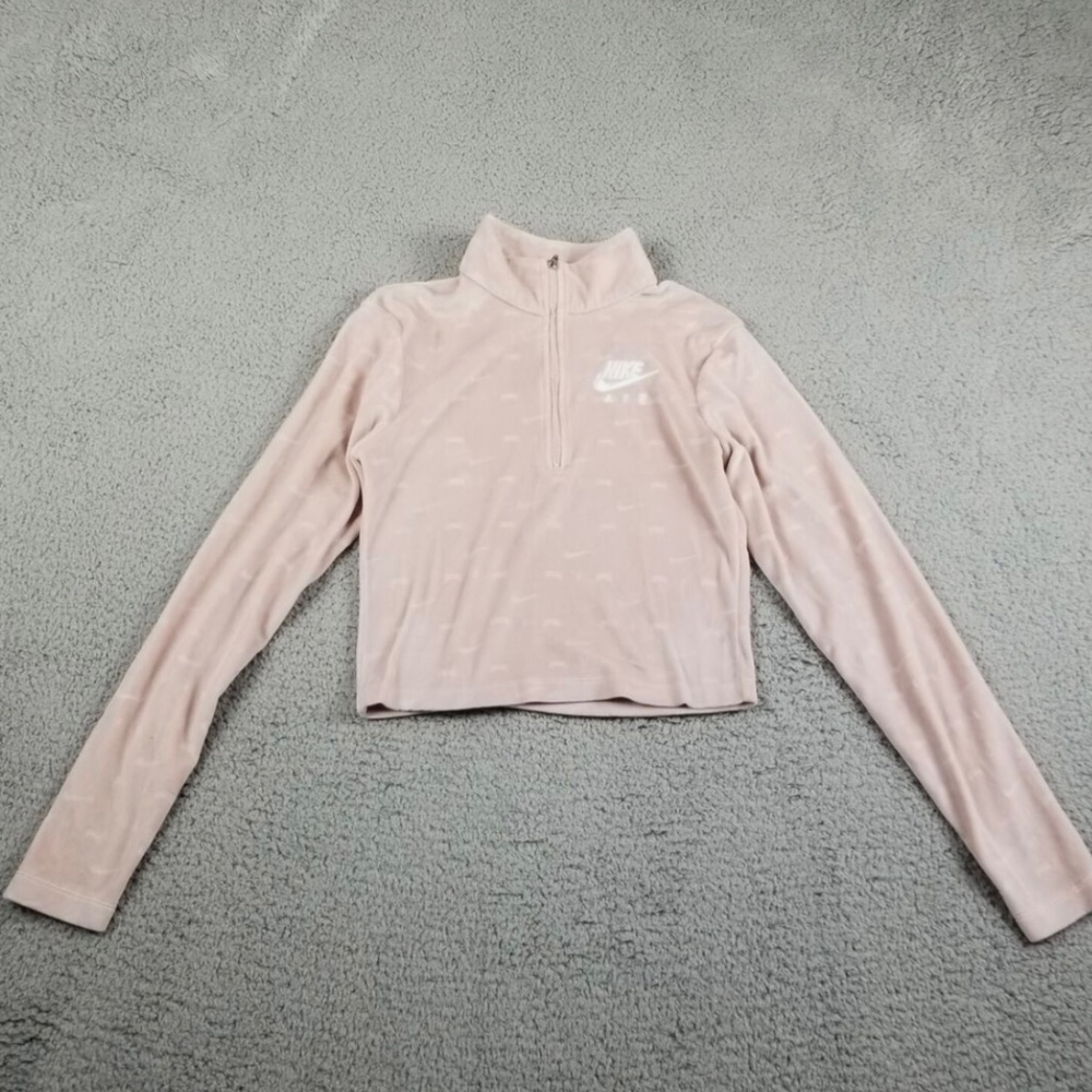 Nike Air Women’s Velour ¼ Zip Long Sleeve Top Pink Oxford White